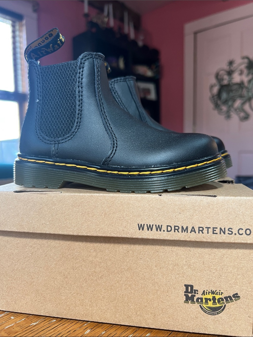 Dr. Martens Black Chelsea Boots with Yellow Stitching
